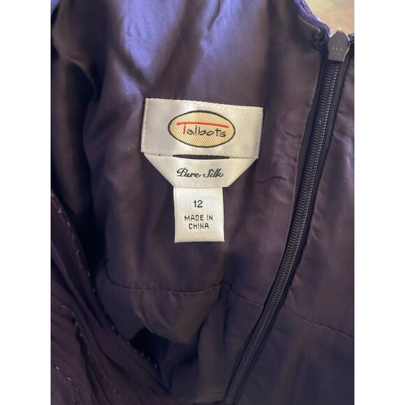 Talbots Women's Dress Size 12 Purple Pure Silk Beaded Evening - Picture 7 of 7